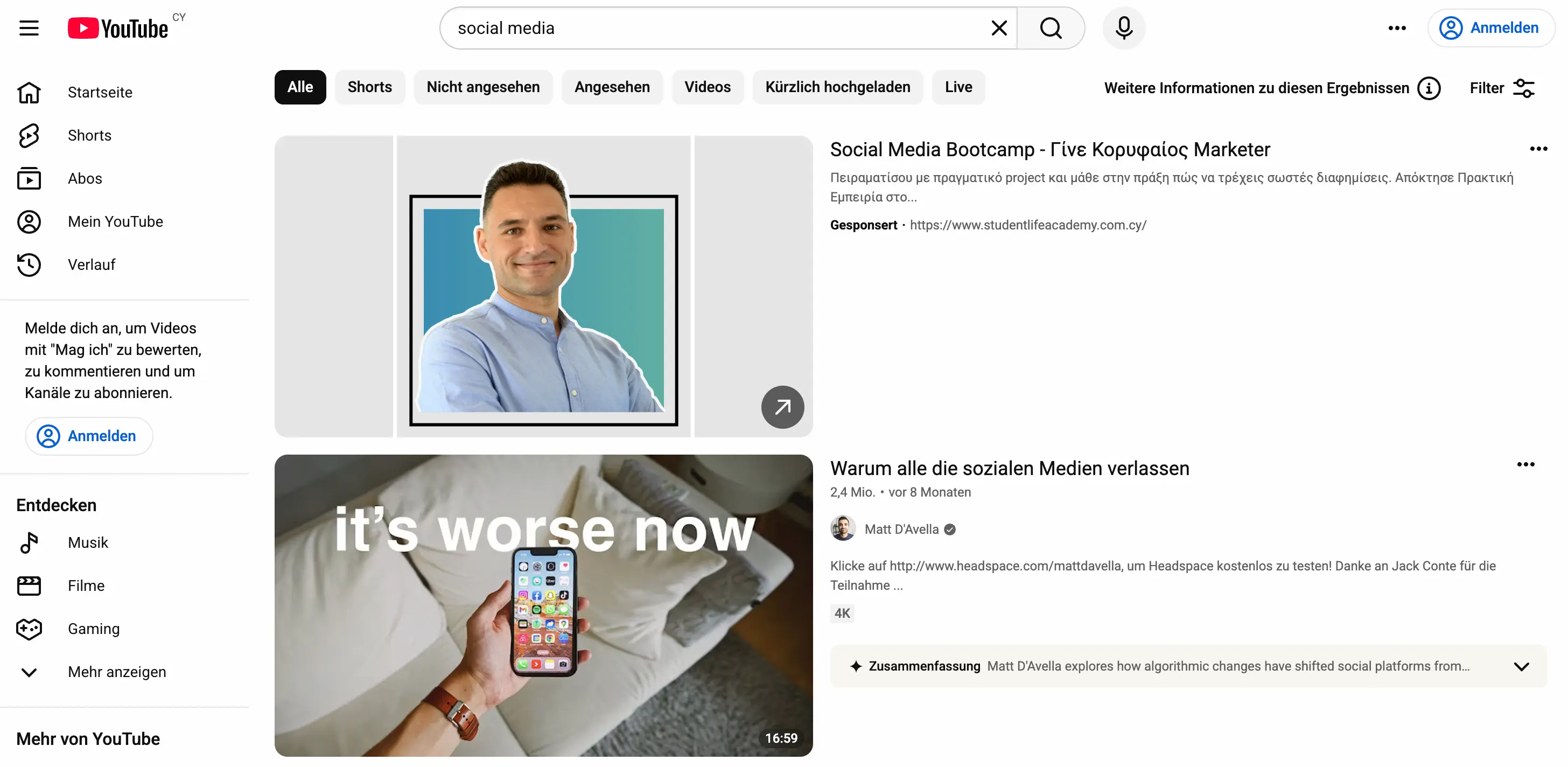 YouTube Social Media Plattform