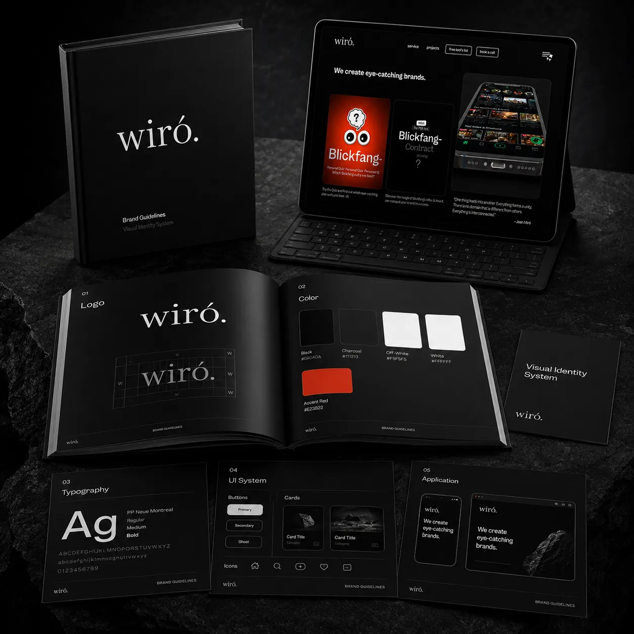 wiró-Brand-Guidelines-Buch und Website-Mockup auf Tablet (Kunden-Case-Material)