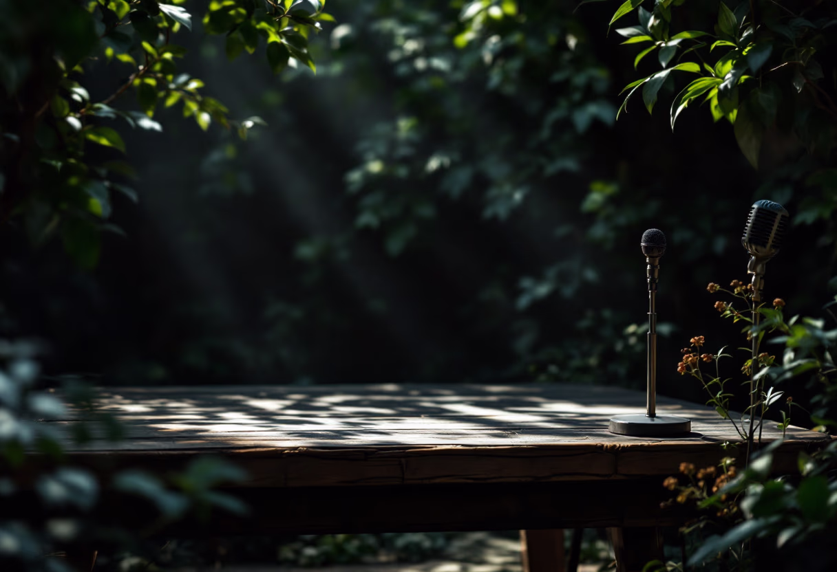 [background image] image of stage with seating (for an author & writer)