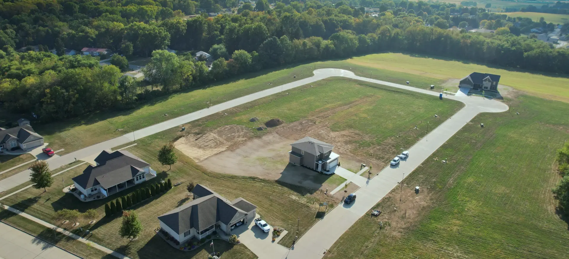 aerial view of land plots of properties