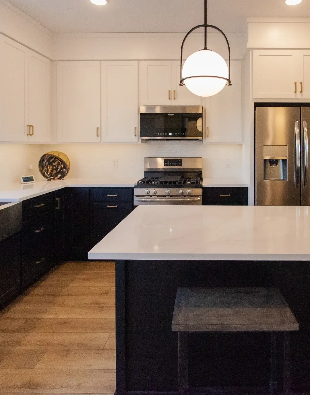 kitchen counters and cabinets
