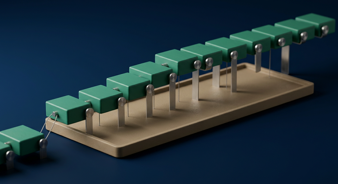 Modular green components resting on and connected to a single sand-colored base layer, representing a shared operating layer that preserves context.
