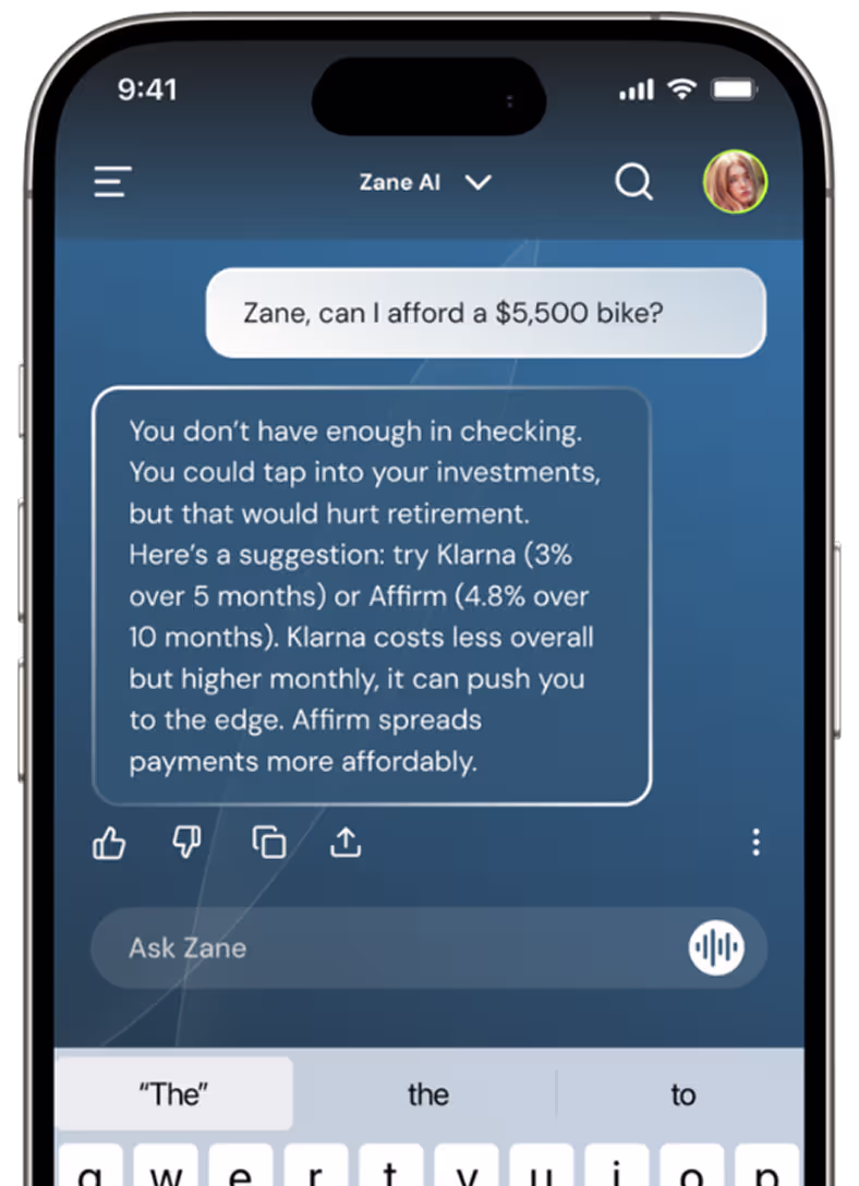 AI financial assistant personal budget canada savings