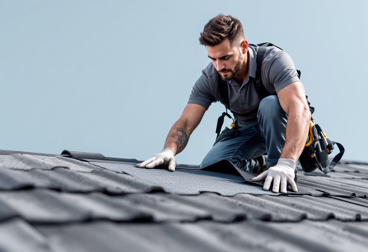 image of roofing contractor at work