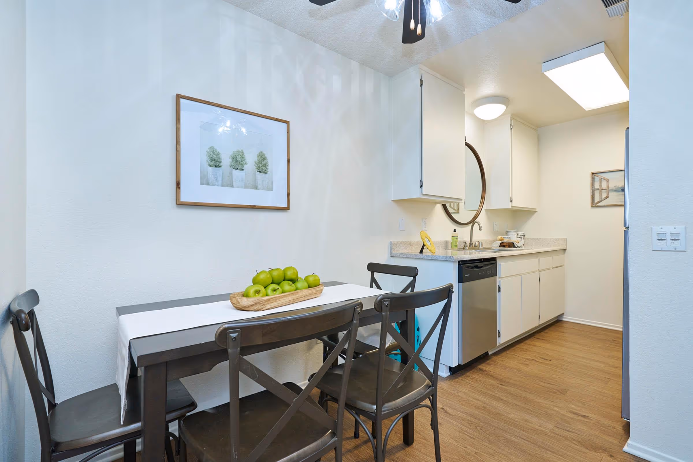Dining area with table and chairs