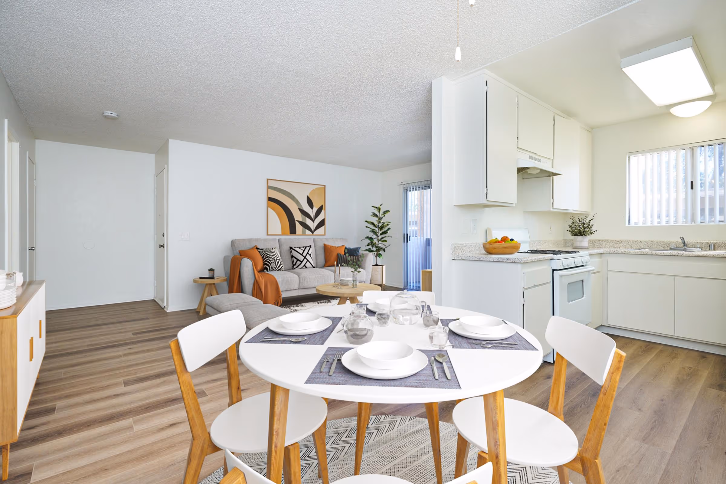 Virtually staged dining area with table with chair