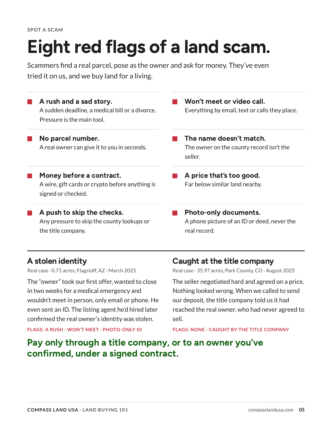 Eight red flags of a land scam