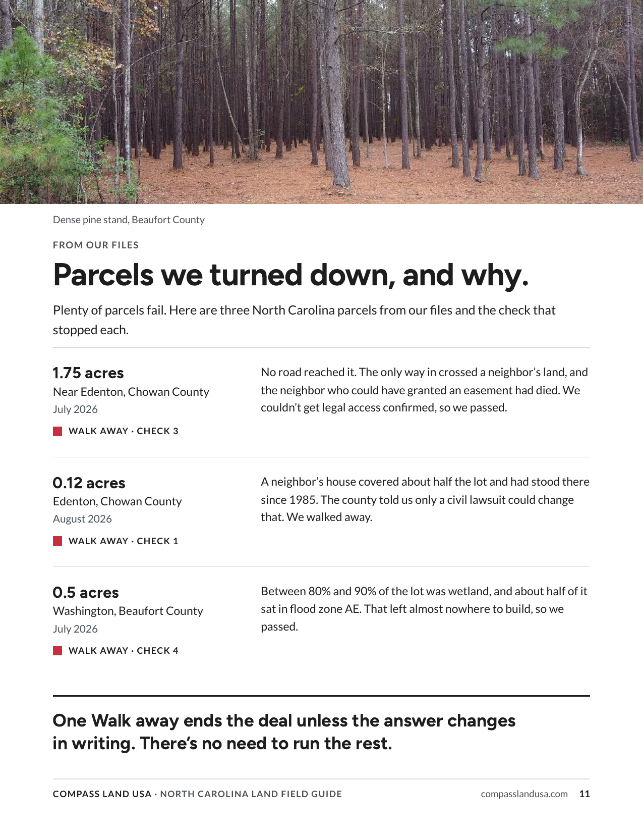 Parcels we passed on