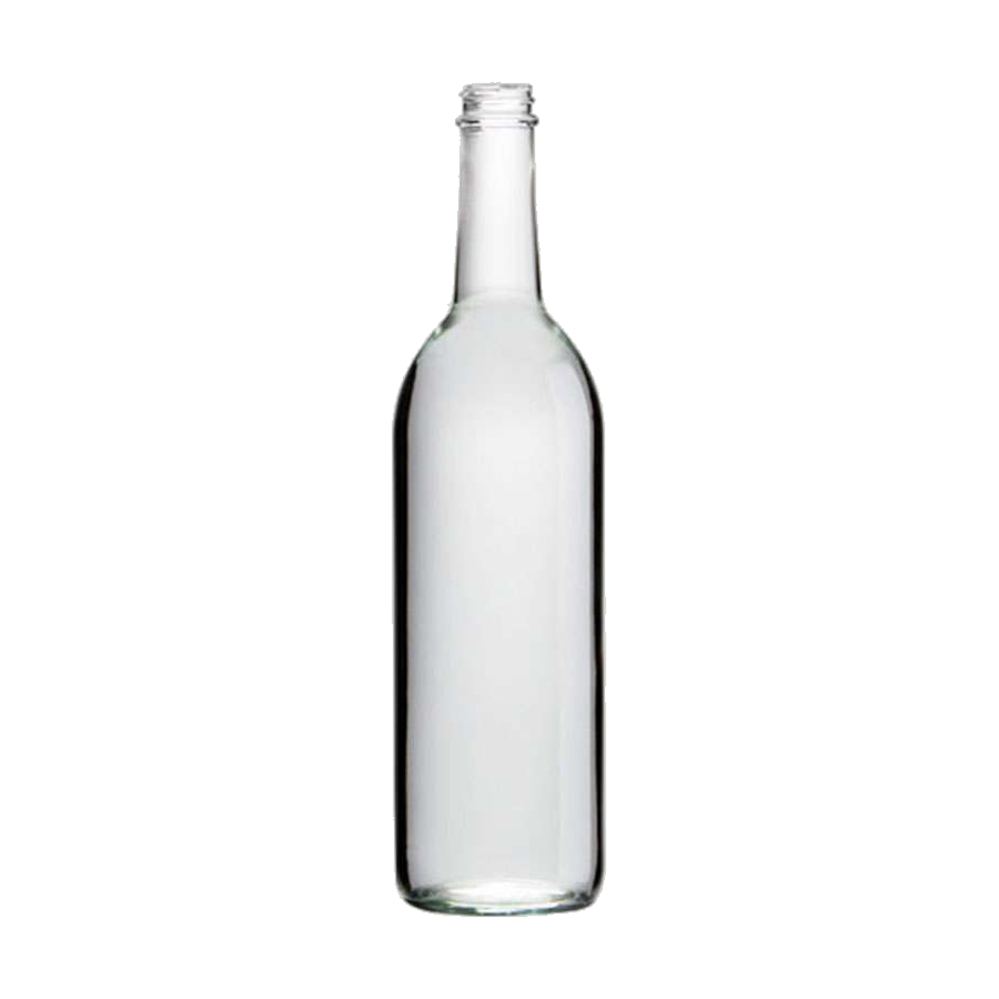 750 mL Bordeaux Flat Bottom 28-400 Continuous Thread W5 — Flint glass