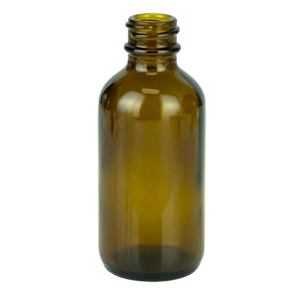 2 oz Narrow Neck 20-400 Continuous Thread Boston Round Specialty Glass Bottle — Amber