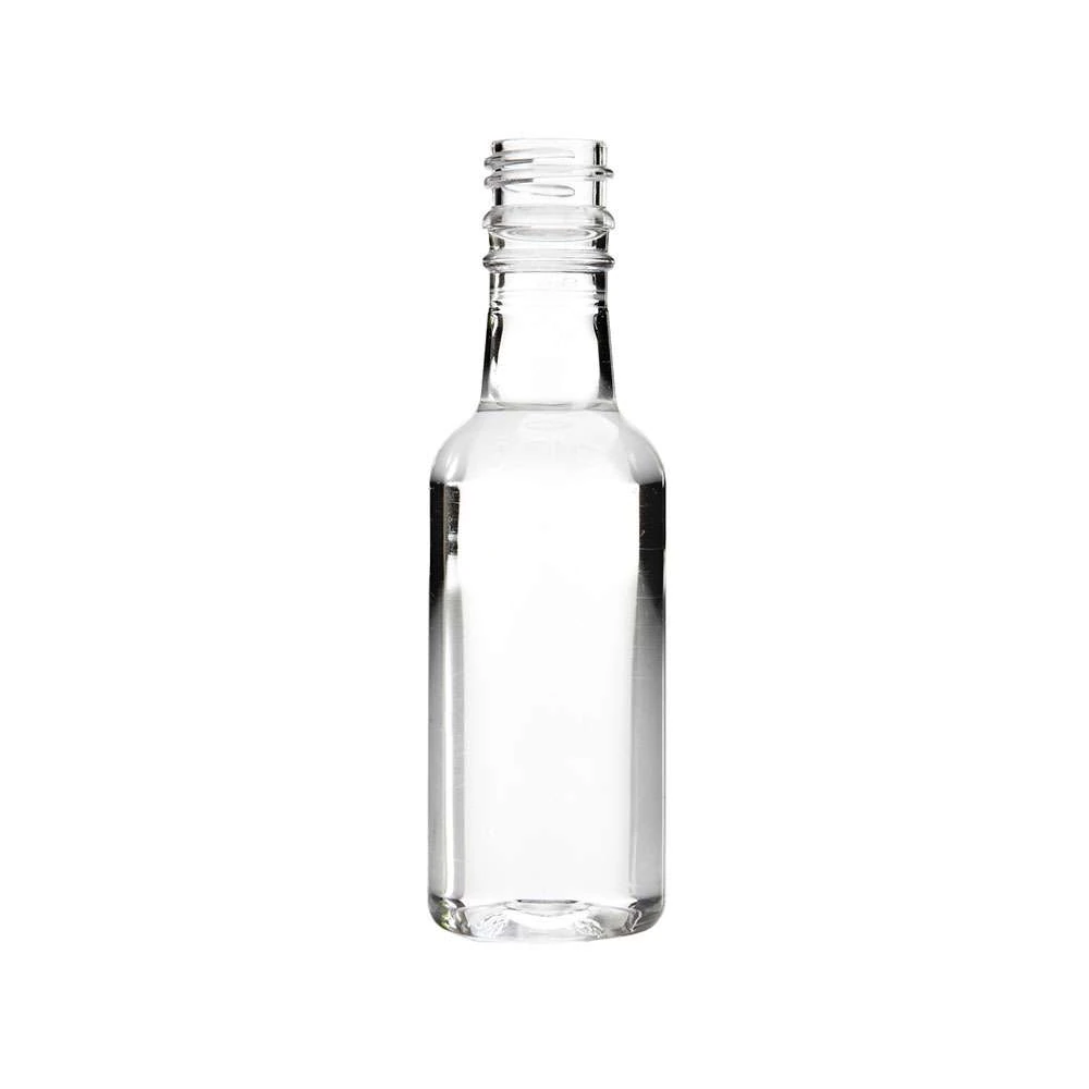50 mL Spirit 18 mm Tamper Evident Universal Plastic Bottle — Clear