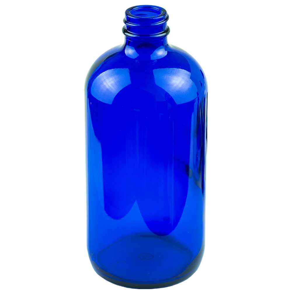 16 oz Boston Round 28-400 Continuous Thread Specialty Glass Bottle — Blue