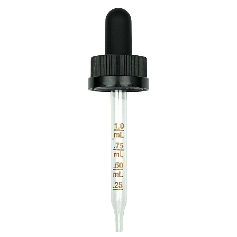 20-400 Child Resistant 76mm Dropper Linerless Polypropylene Closure — Black