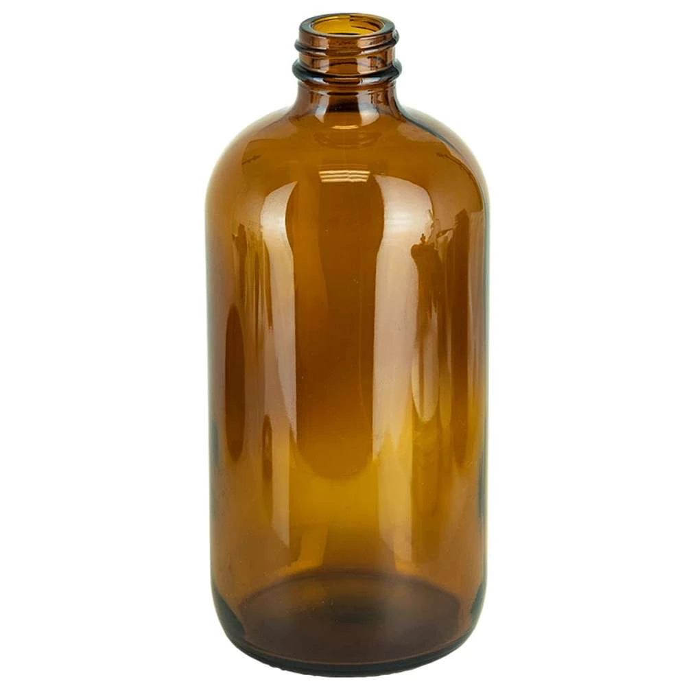 16 oz Boston Round 28-400 Continuous Thread Specialty Glass Bottle — Amber