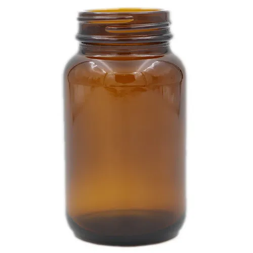 150 cc Amber Wide Mouth Glass Packer