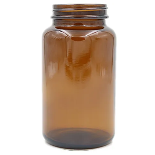 300 cc Amber Wide Mouth Glass Packer