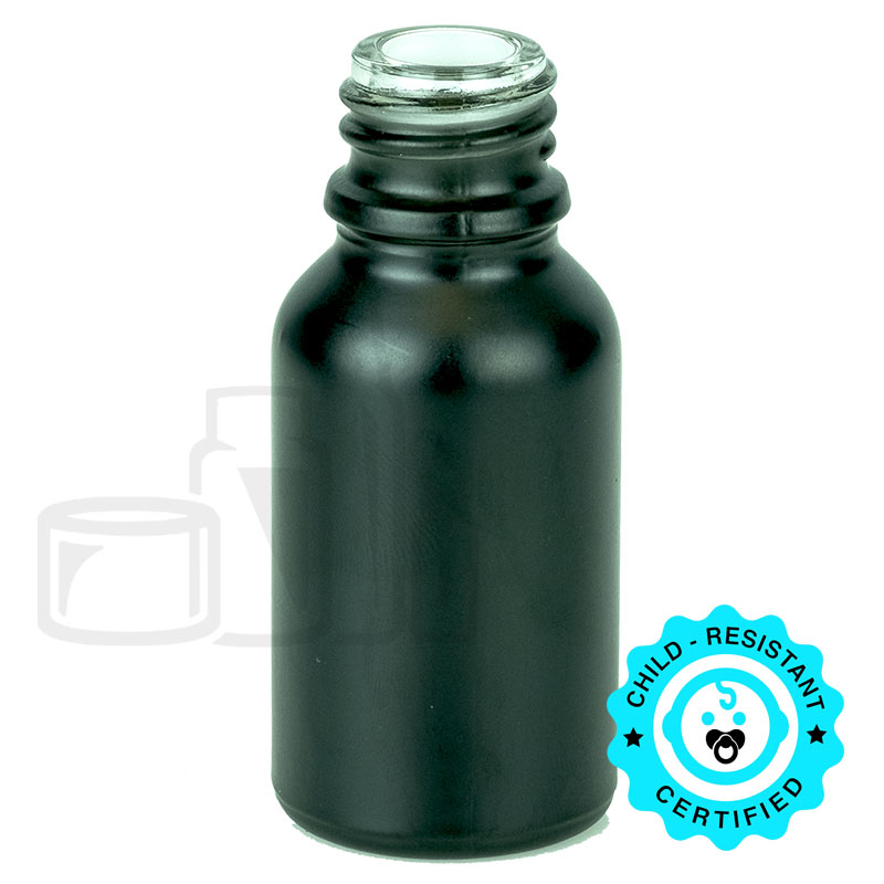 15 mL Matte Black Euro Round Glass Bottle — E626
