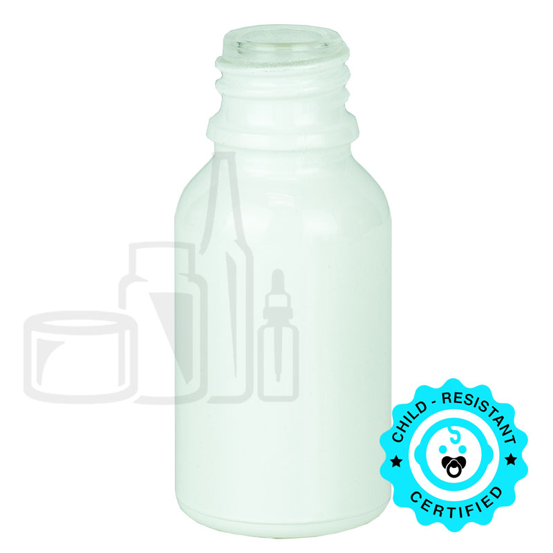 15 mL Shiny White Euro Round Glass Bottle — E610-H