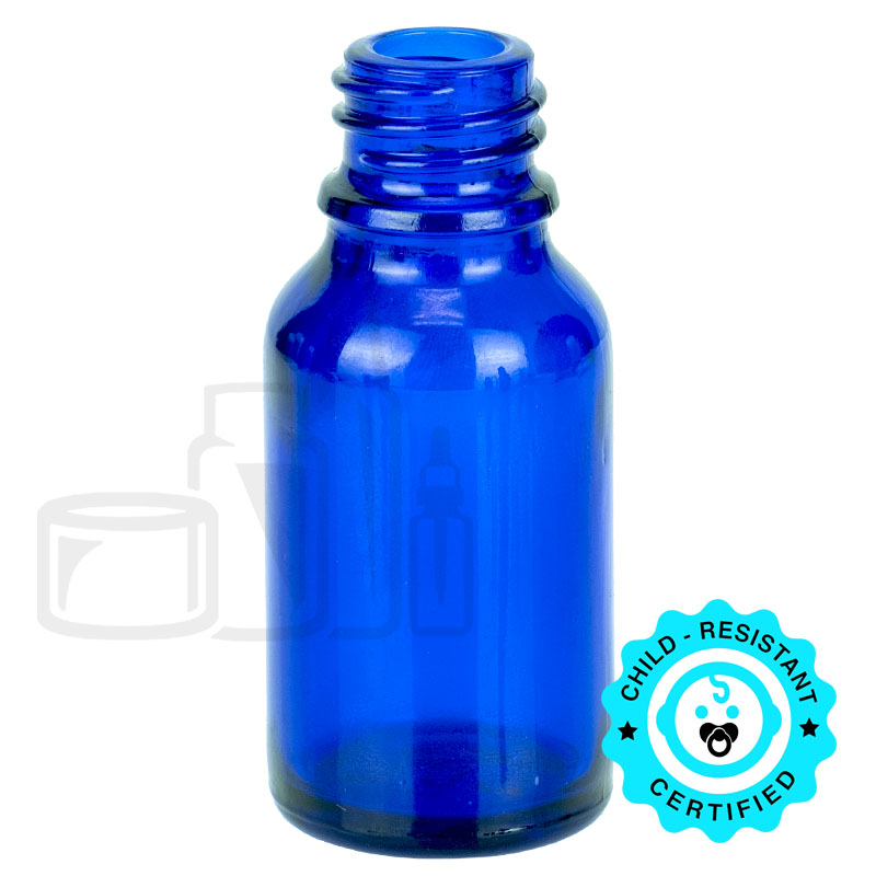 15 mL Blue Euro Round Glass Bottle — E623-S