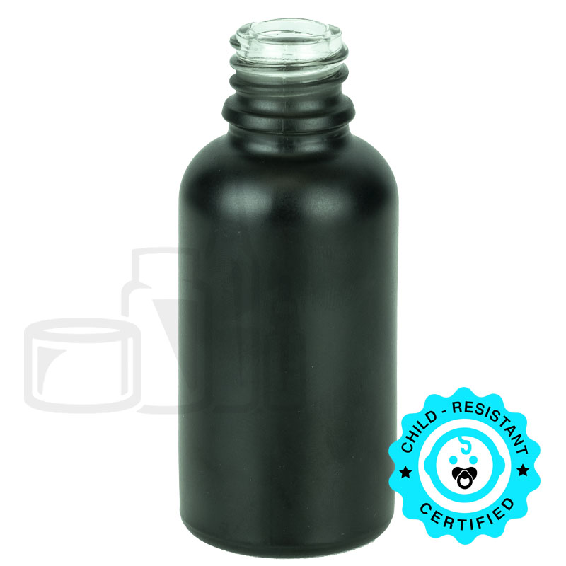30 mL Matte Black Euro Round Glass Bottle — Z812-S