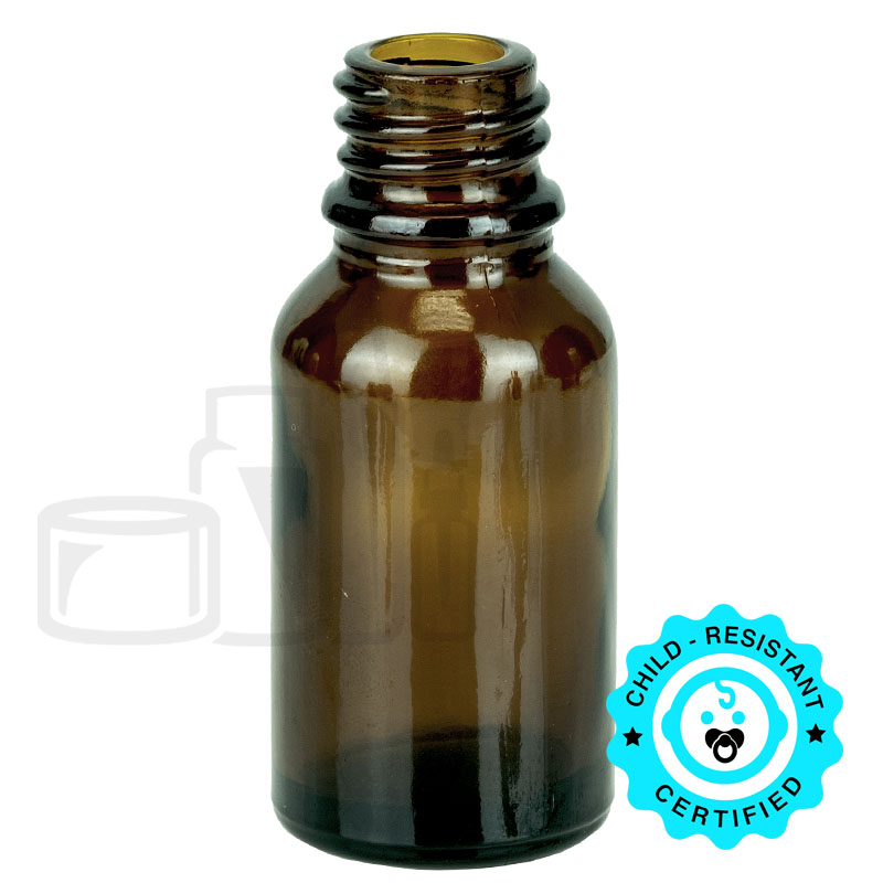15 mL Amber Euro Round Glass Bottle — E622-S
