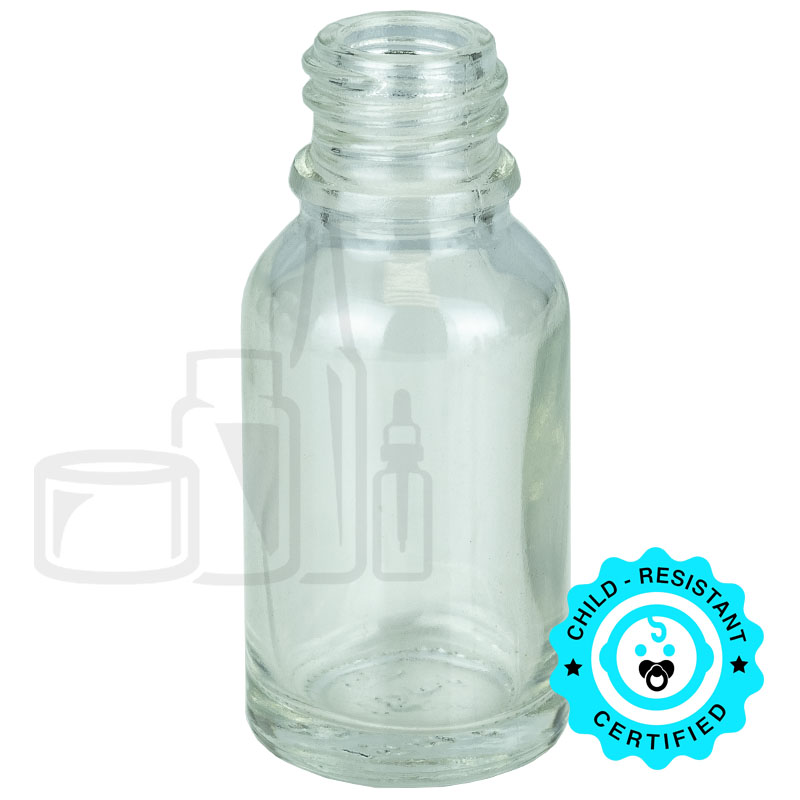 15 mL Clear Euro Round Glass Bottle — E621-PC