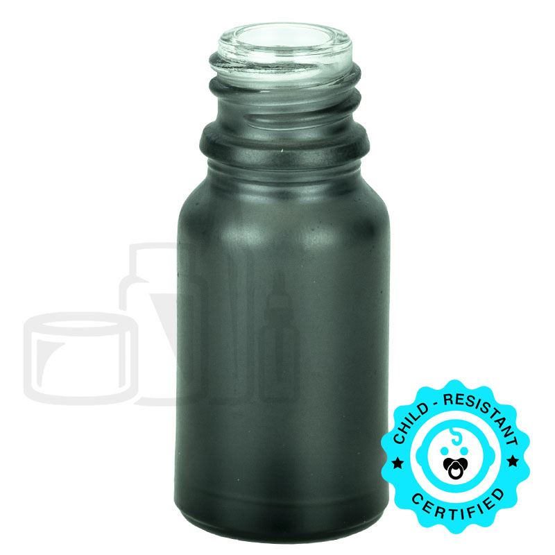 10 mL Matte Black Euro Round Glass Bottle — E112-540