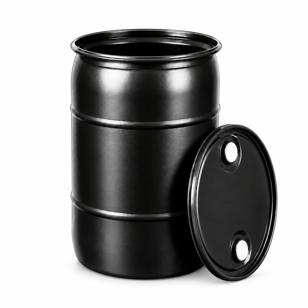 55 Gallon Black HDPE Drums