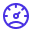 Blue circular clock icon with slightly tilted hour and minute hands.