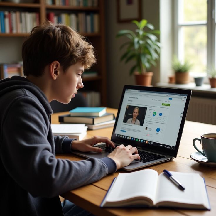 image of a teacher interacting with students using digital tools (for an edtech)