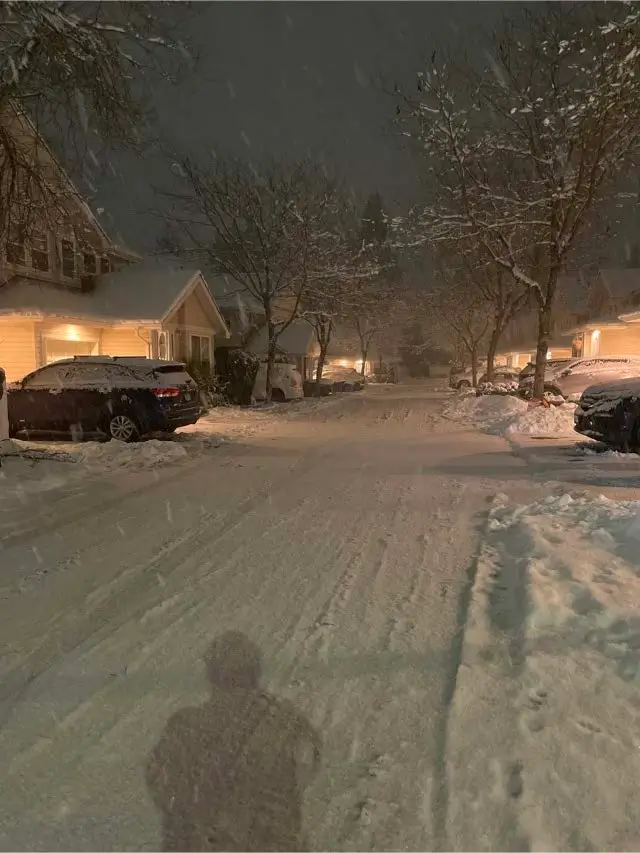 Snow-covered cul-de-sac before snow removal services by a professional snow removal company