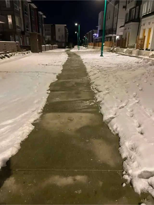 Cleared and de-iced walkway at a strata property in Surrey City Centre.