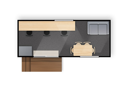The Kea portable cabin floor plan. 6m x 2.4m