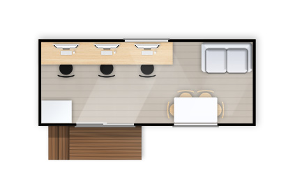 The Kea Office floor plan. 6m x 2.4m