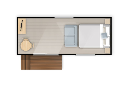 The Kea Sleepout floor plan. 6m x 2.4m