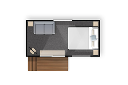 Plan of Wade larger 1 bedroom cabin