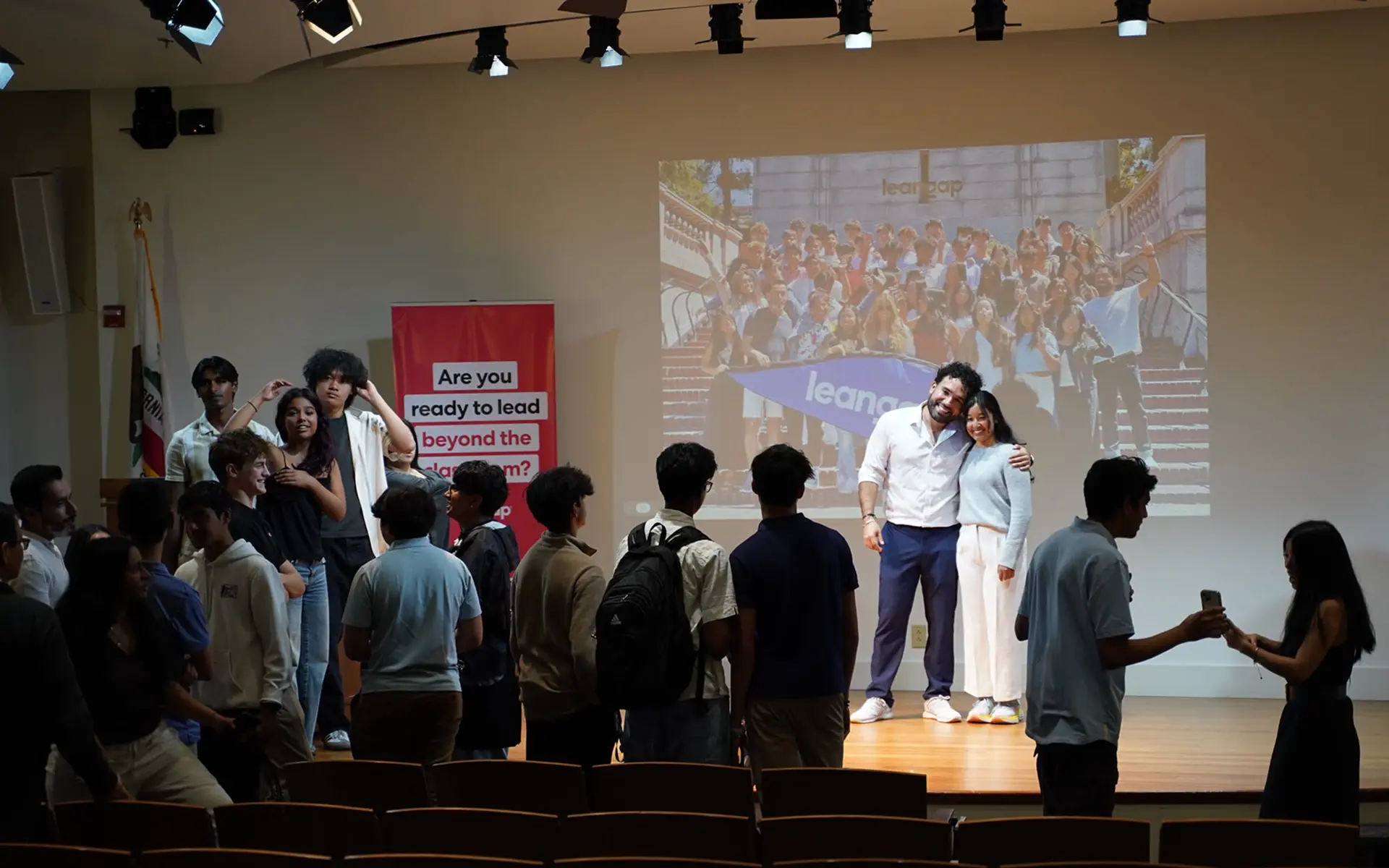 Students gathered near the stage after Leangap San Francisco Demo Day