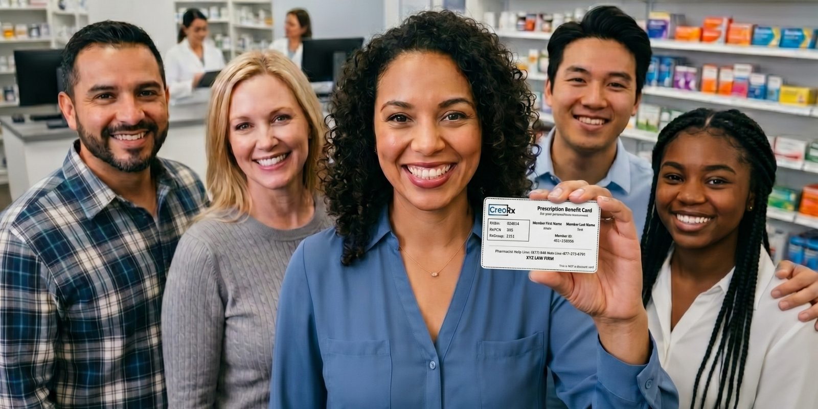 Patients at pharmacy with CreoRx card