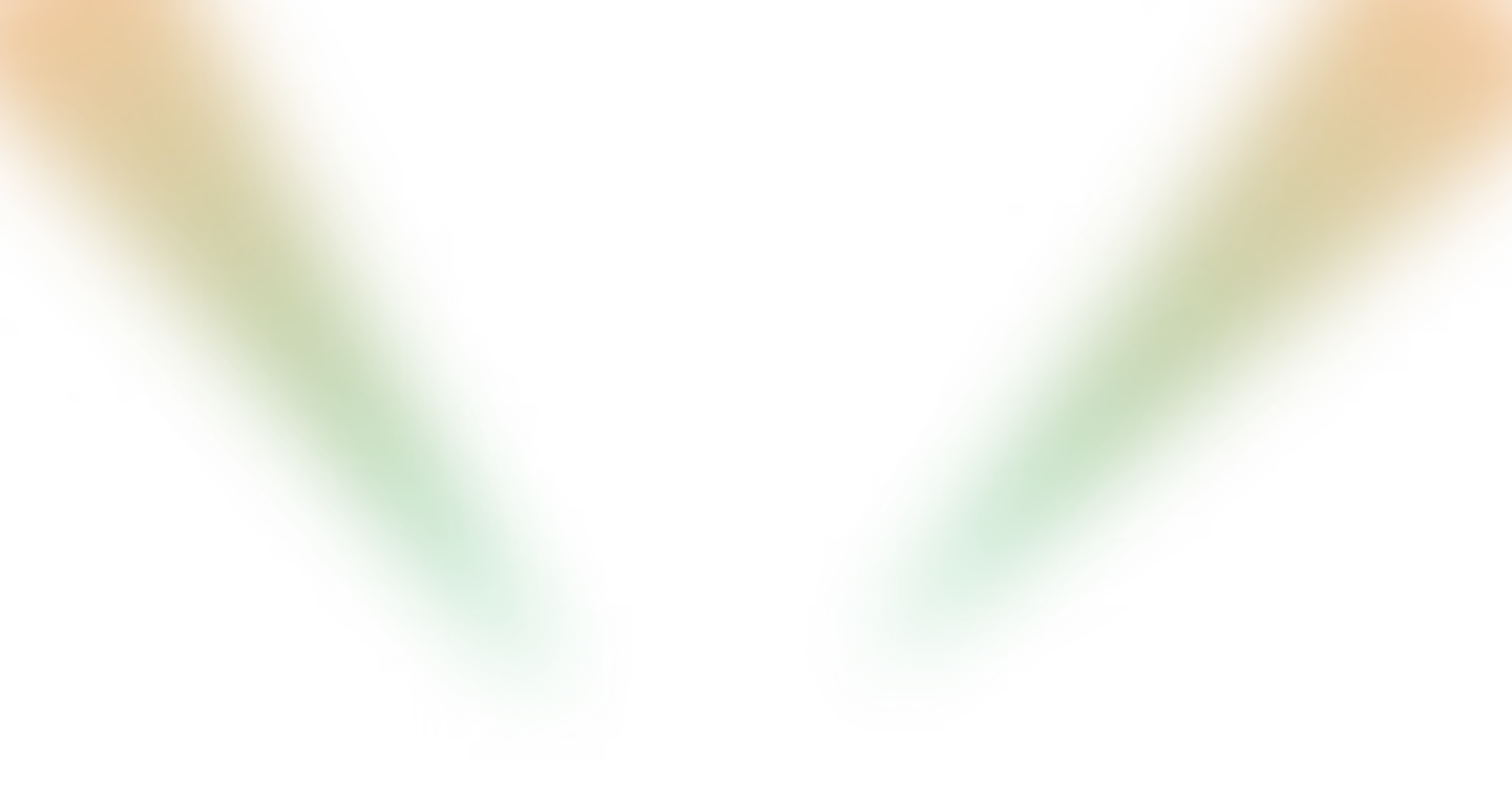 Two elongated blurred shapes with gradient colors transitioning from green to orange on a black background.