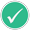 White checkmark on a green circle background