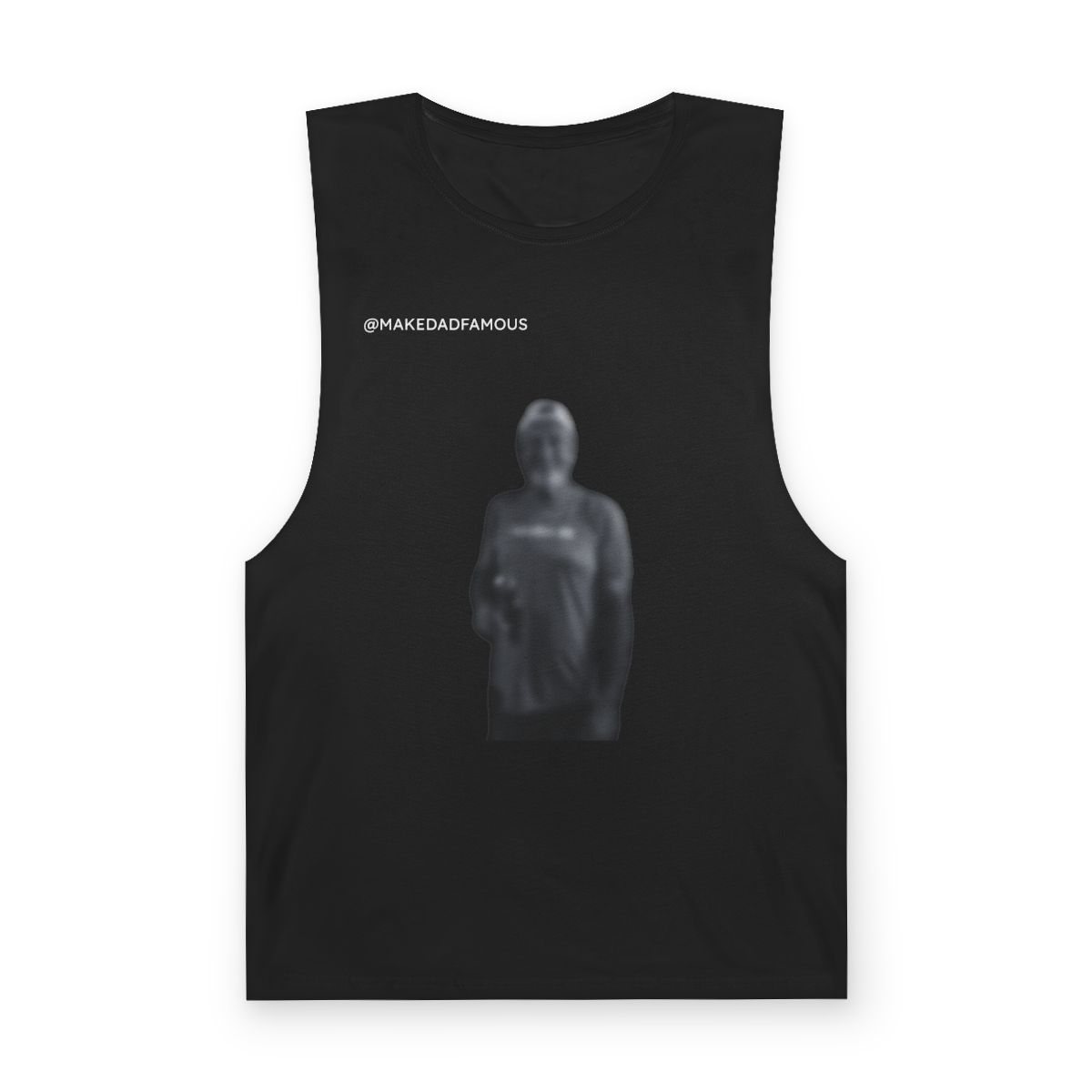 Make Dad Famous Tank Top — black with blurred Dad silhouette