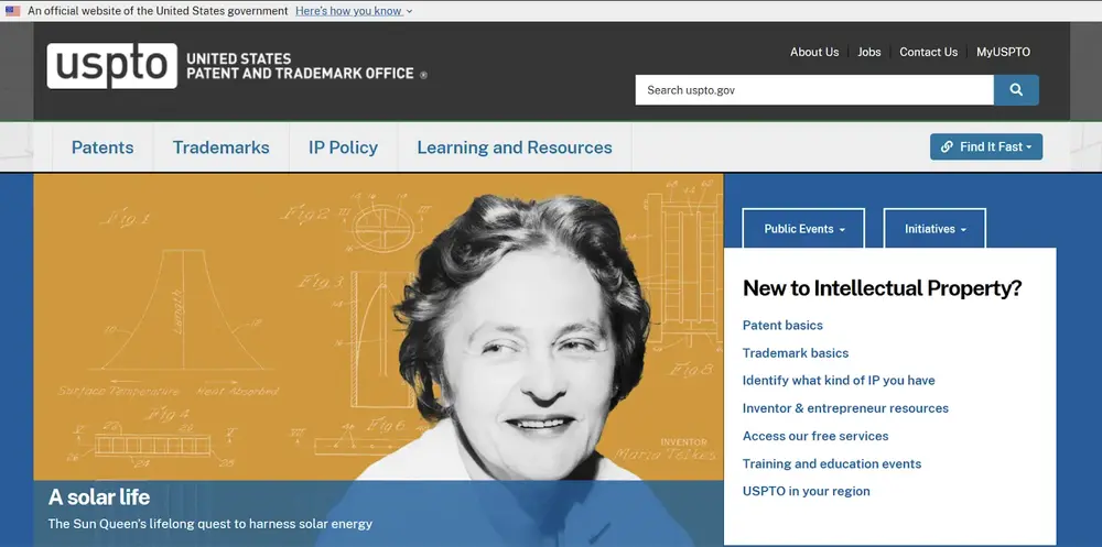 The USPTO website