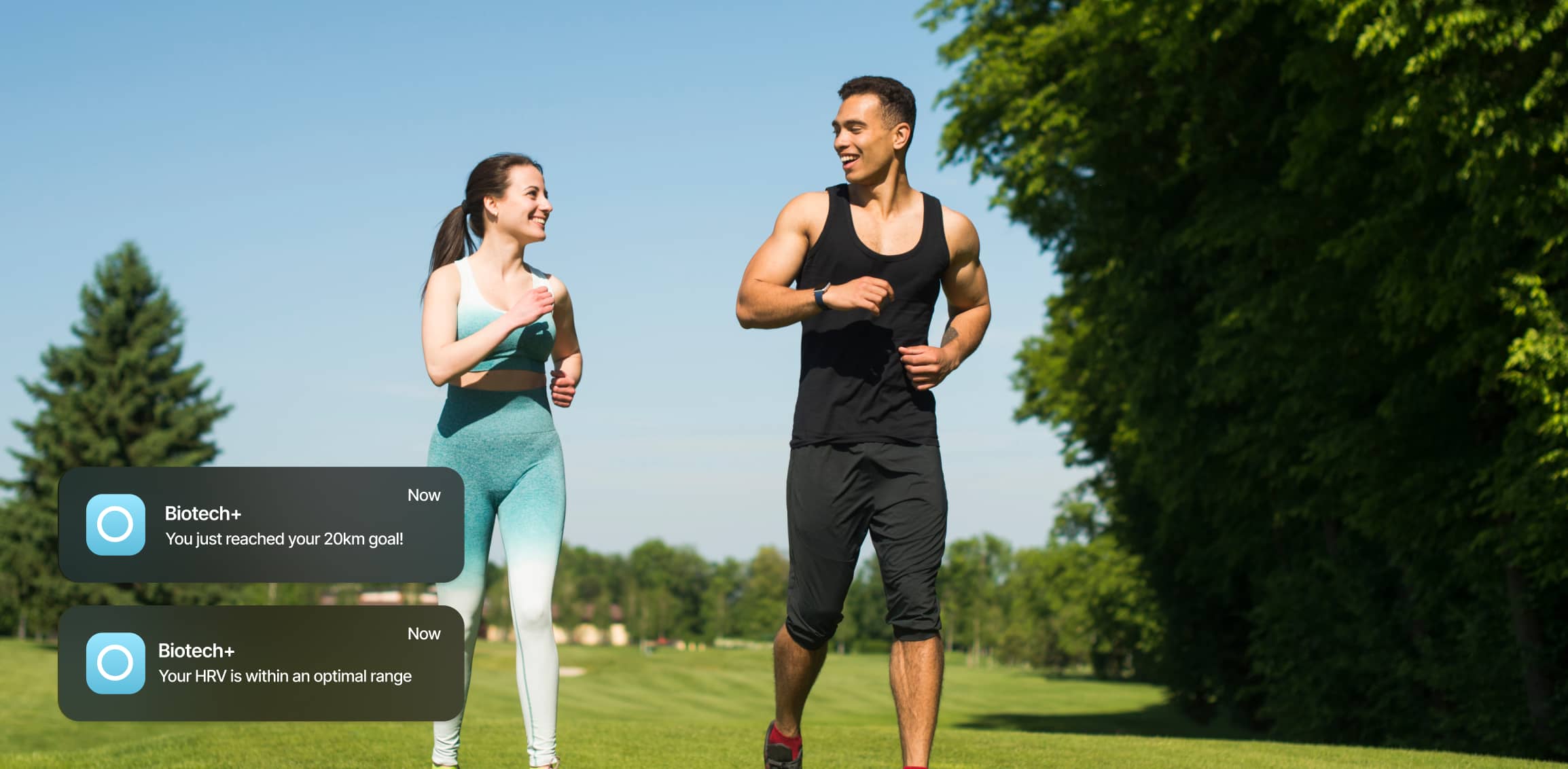 Couple Exercising Improve Health App Image Large - Biotech X Webflow Template