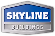 Skyline Buildings company logo with stylized text in blue and gray badge shape.