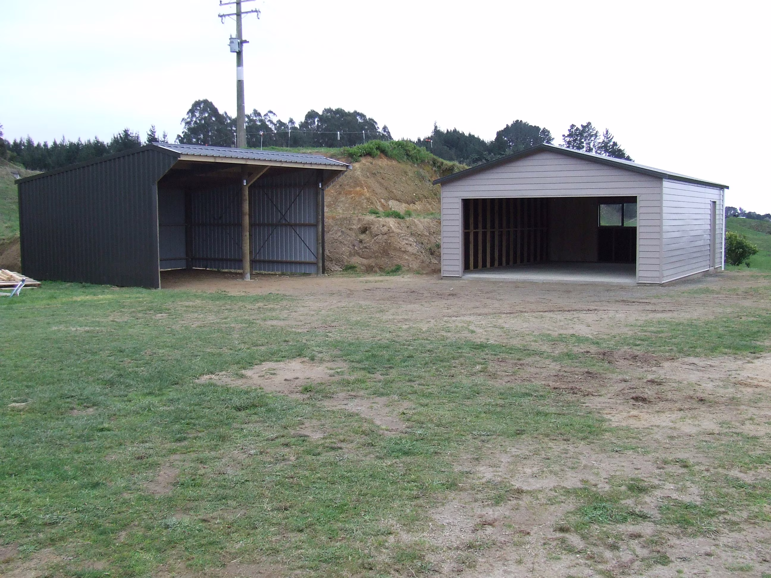 Completed rural farm sheds built by Bay Construction