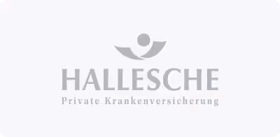 Hallesche private Krankenversicherung logo with abstract human figure above the text.