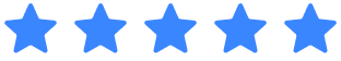Five blue star icons in a horizontal row.