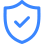Blue shield icon with a checkmark inside symbolizing security or protection.