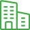 Green icon of two office buildings, one larger with multiple windows and one smaller with rows of windows.