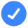 Blue circle with a black check mark inside.
